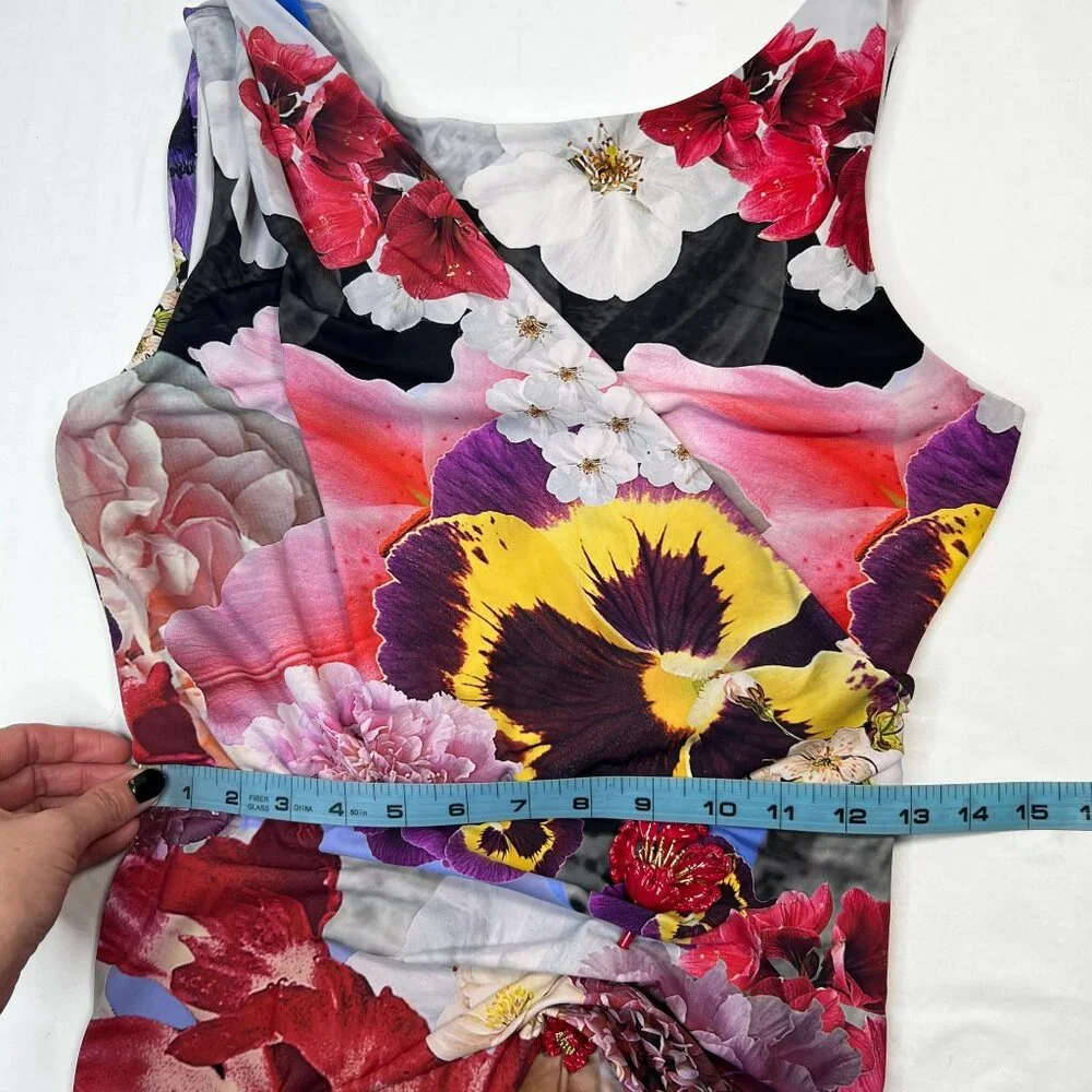 Roberto Cavalli Araki Printed Floral Dress Gathered Mini Multicolor 44  US 10 - Picture 7 of 16